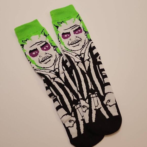 NWOT Beetlejuice Adult Unisex Socks Size 7-10 - Picture 1 of 7